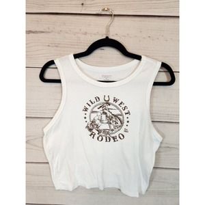 Homegirl Society Women's‎ Will U West Rodeo White Tank Top Size XL